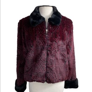 Not for real by Duffle L jacket Lux faux fur black burgundy